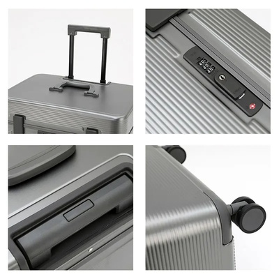 Aluminum Alloy Frame Suitcase, Top-Opening ABS Portable Tro