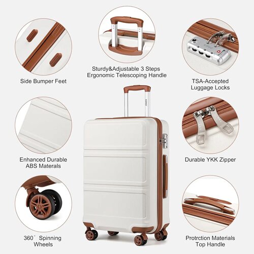 Kono Suitcase Set Carry On Hardside Luggage with TSA Lock S