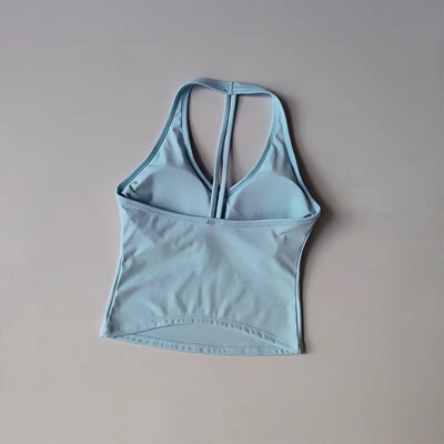 Women's Sexy V-Neck Fitness Bra Nude Sports Bra Hanging Nec