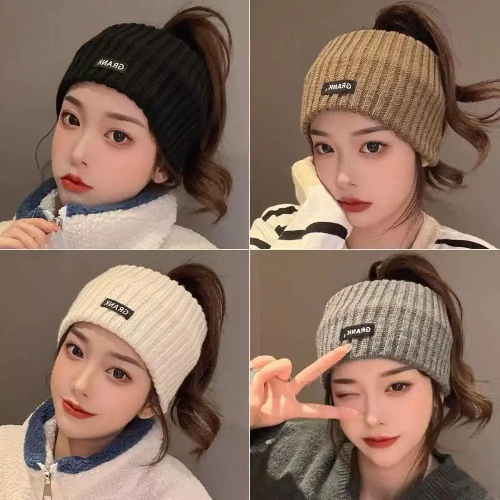 Women Winter Wide Headband Solid Color Knitted Warm Headwrap