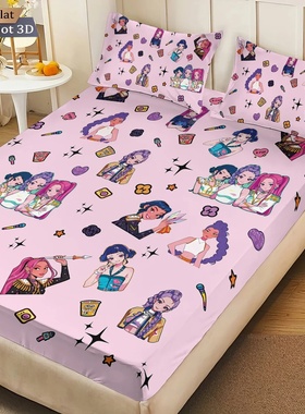 3pcs K-Pop Demon Hunters Print coreless fitted sheet Set Mu
