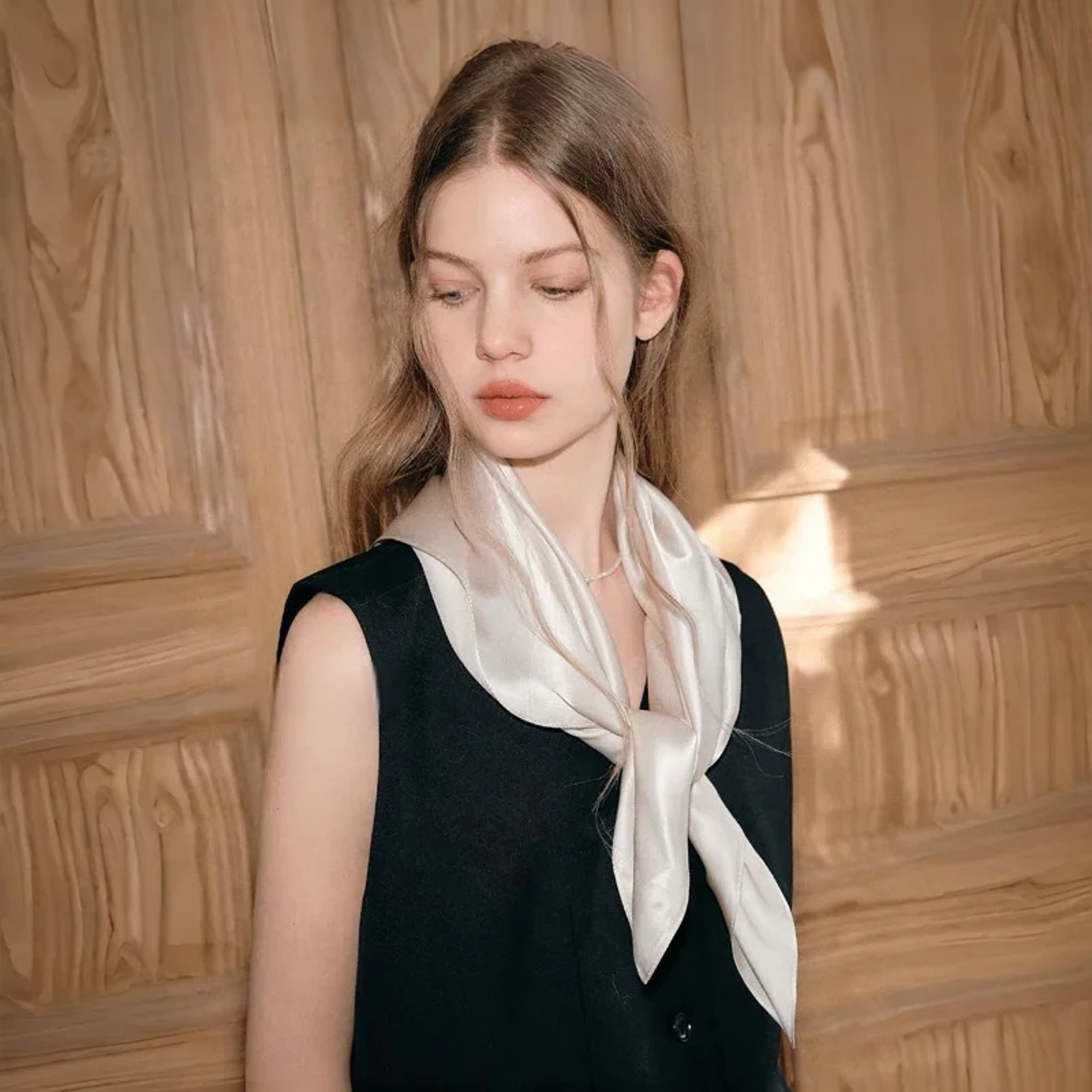 2024 Luxury Brand 21Colors Solid Neck Tie Shawl Silk Square