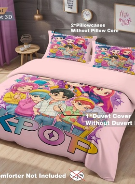 3pcs K-Pop Demon Hunters Print coreless Bedding Set Multi S