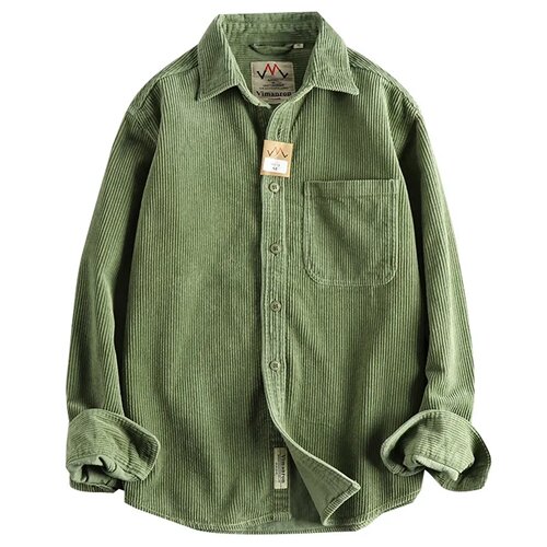 Solid Color Corduroy Vintage Shirt for Men Spring Fashion S