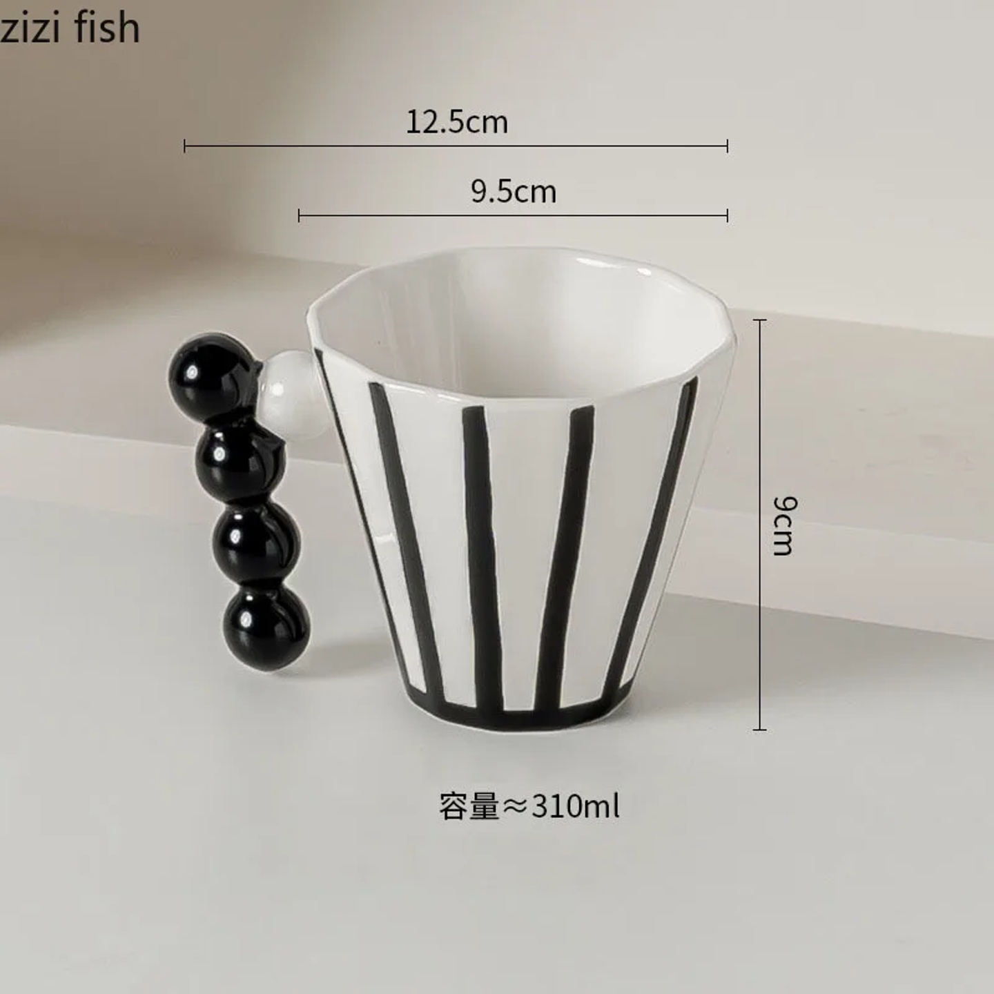 Retro Striped Ceramic Mug Creative Handle Latte Coffee Mug