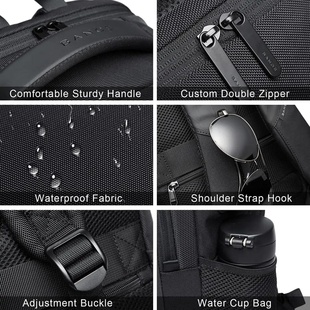 BANGE Travel Waterproof Backpack with USB Charging Port Fit