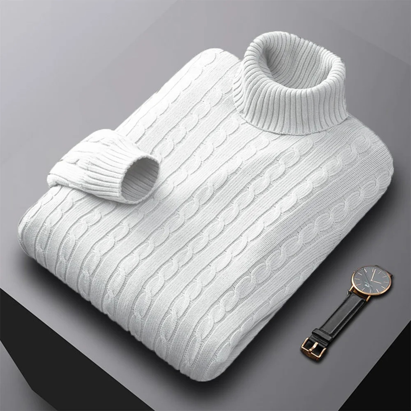 New Men's Turtleneck Sweater Solid Color High Neck Pullover