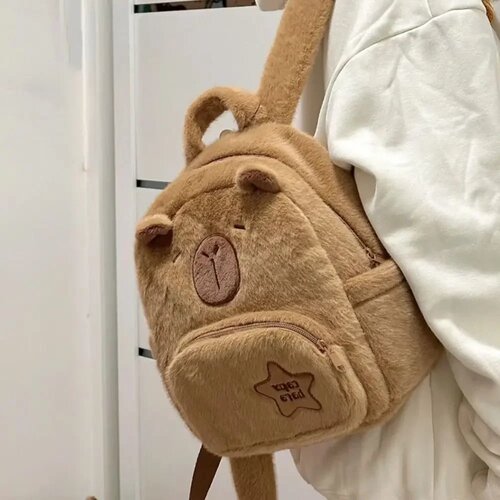 Kawaii Capybara Plush Backpack for Women Versatile Cartoon