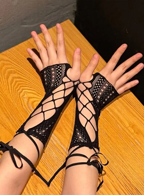 Millennium Y2K Spice Girl Vintage Lace Cross Tie Hand Sleev