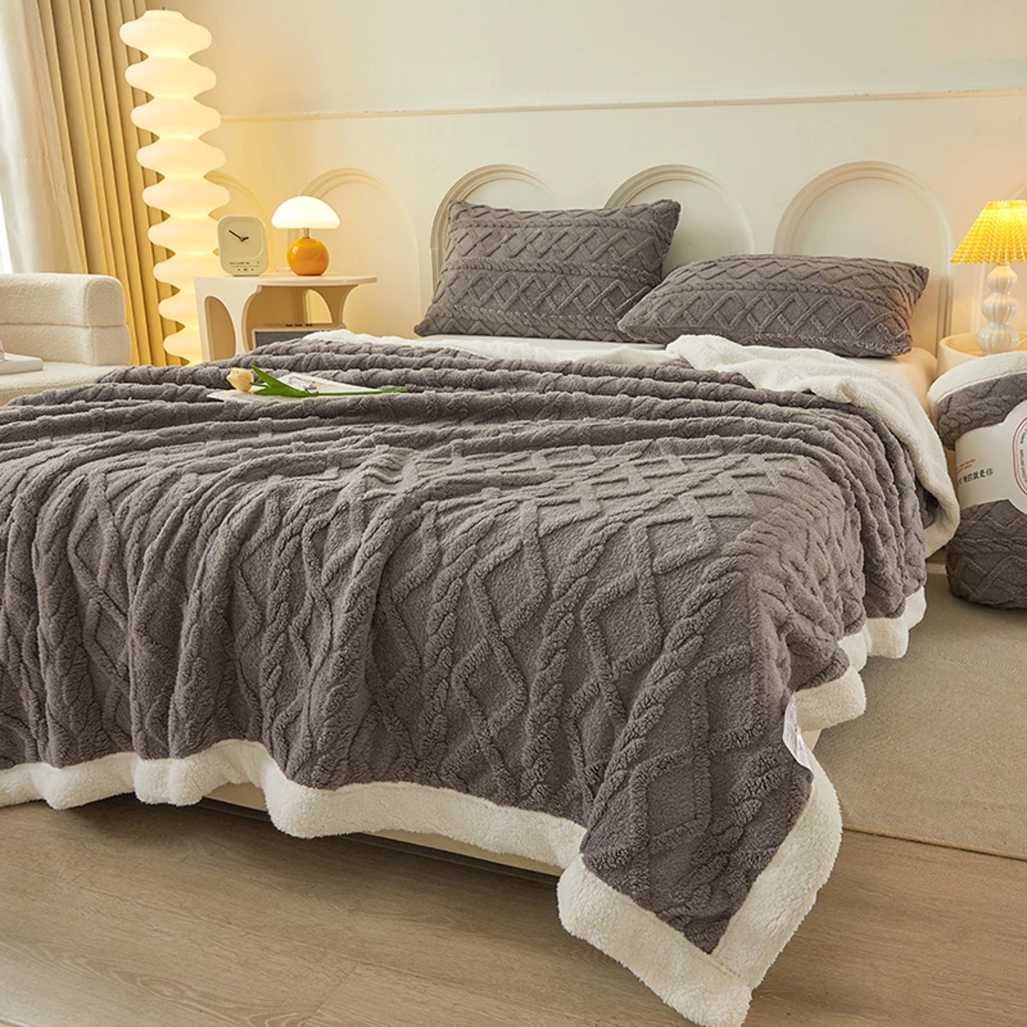 Wool Blanket Nap Sofa Cover Blanket Office Thickened Coral