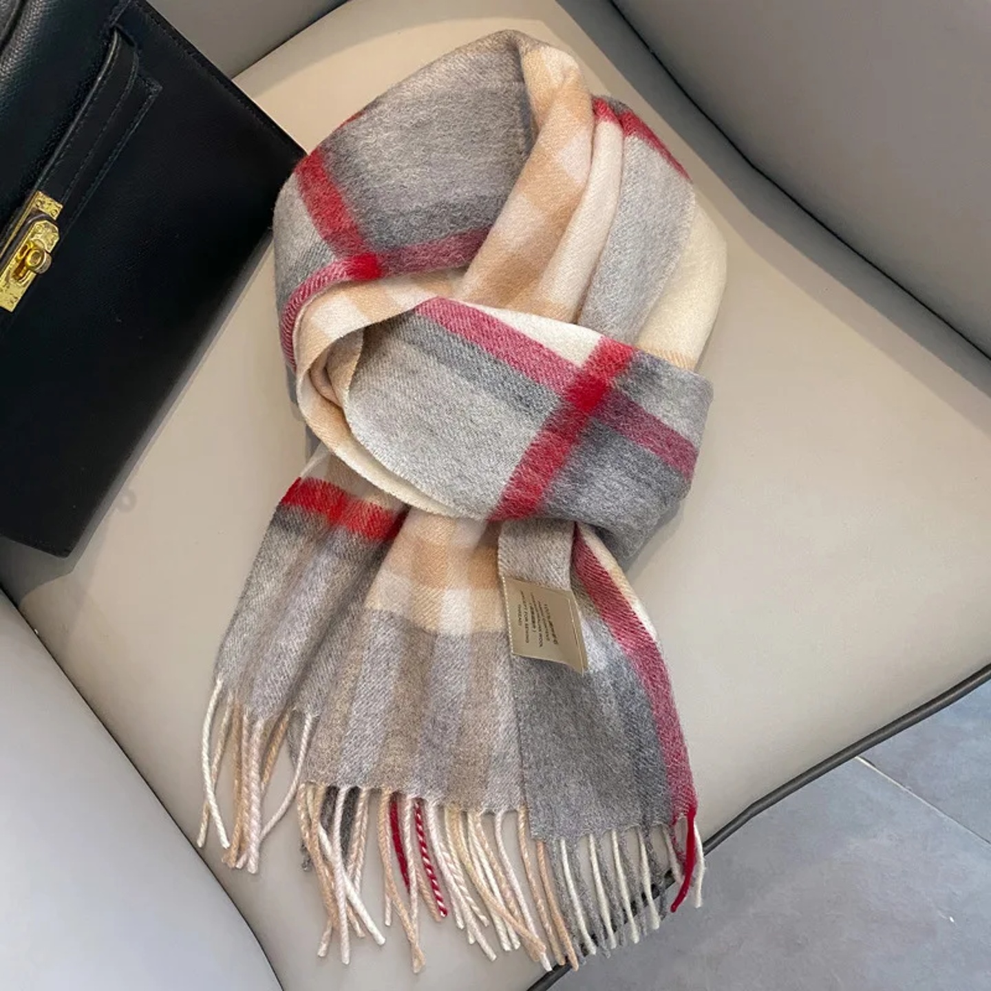100% Wool Women Scarf Autumn Winter Vintage Preppy Style Pl