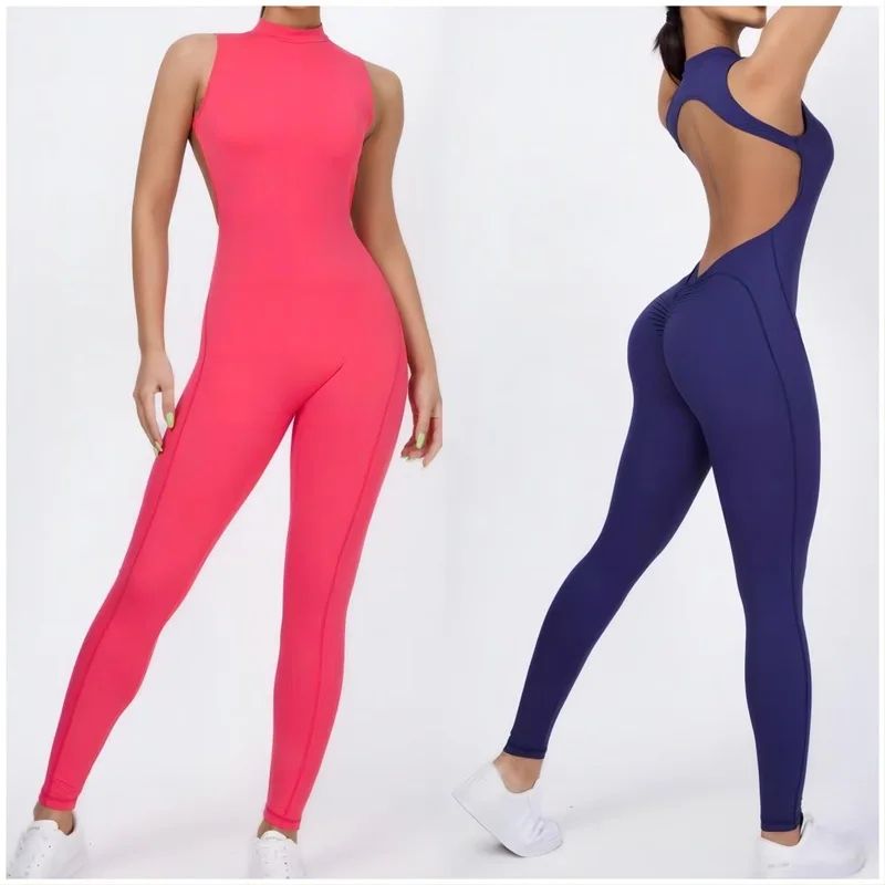 Women One-piece Back-V Sport Yoga Jumpsuit Workout Clothes f
