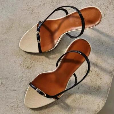 Liyke Summer Fashion Buckle Open Toe Slip On Back Strap Sand