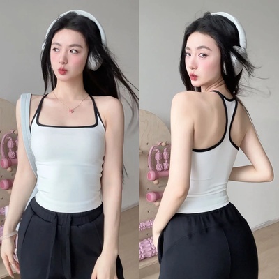 Women's Pilates Tank Top Push-Up Sports Bra Hollow Breathab