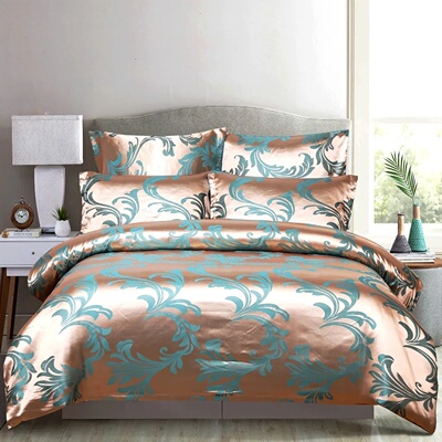 Duvet Cover Set with Pillow Case Silk Glossy Double Bedding