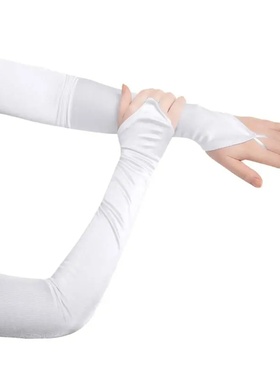 48cm Women Satin Hook Finger Long Fingerless Gloves Solid R