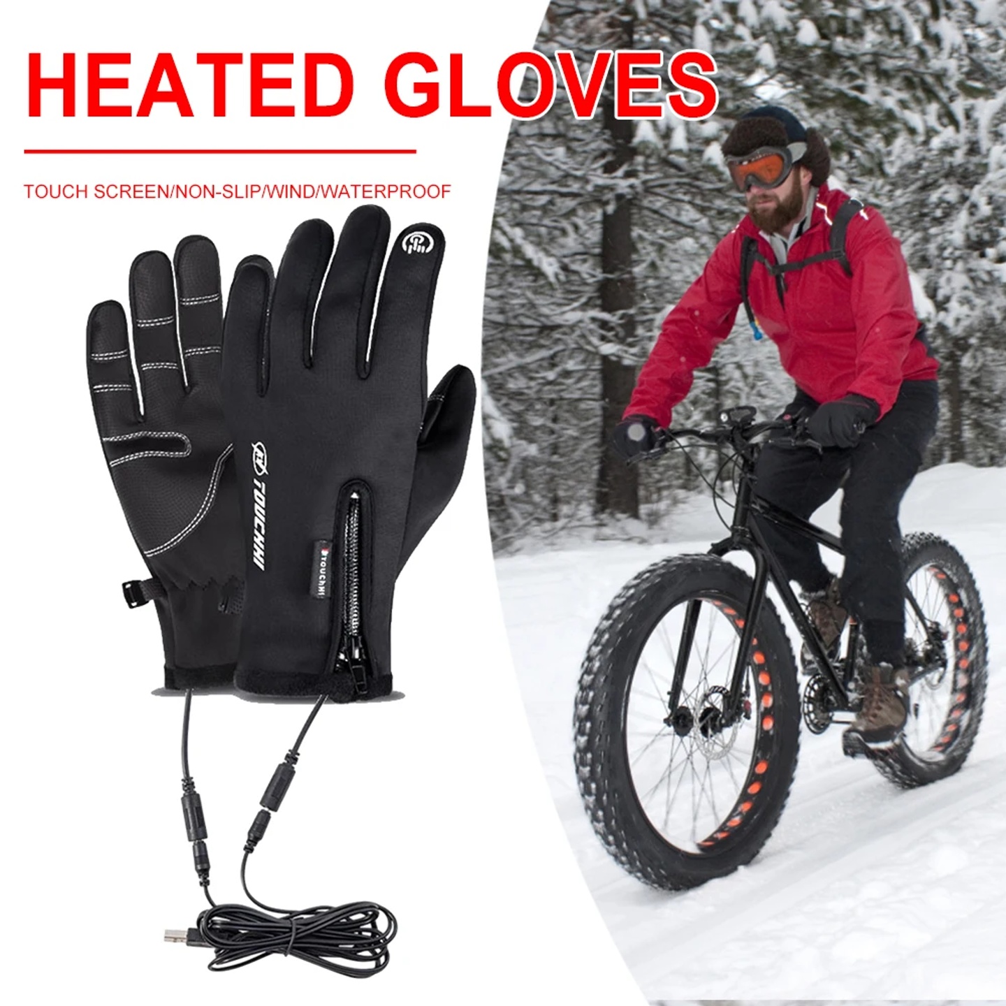 Heated Gloves Eletric Thermal Heat Gloves Winter Warm Skiin