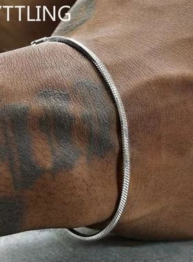 925 sterling silver 3MM Snake Chain Bracelet Men Hip Hop Sim