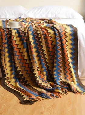 100% Acryl Hand Knitted Blanket with Tassel Summer Blanket