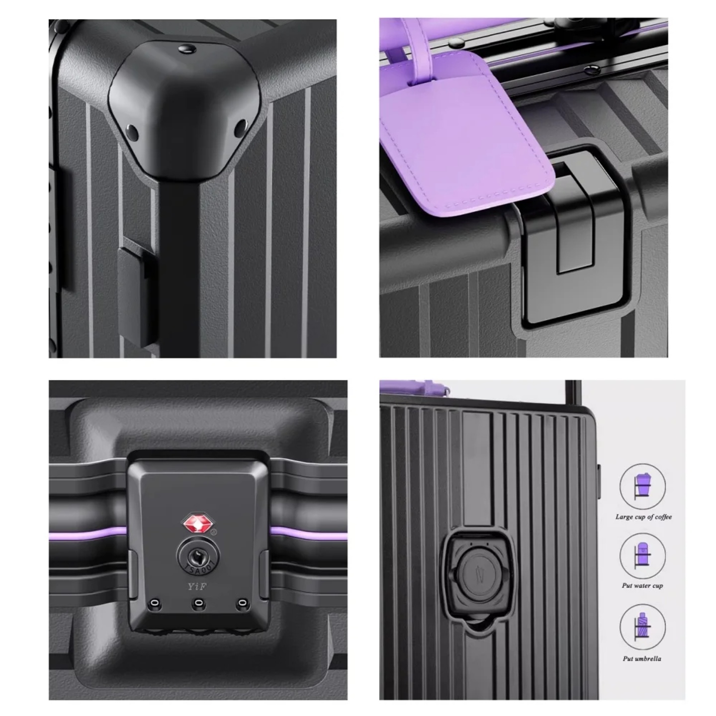 Aluminum Frame Wide Handlebar Rolling Luggage with Colorful