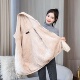 Coat Women Thicken Fleece Warm Windbreaker Winter Solid