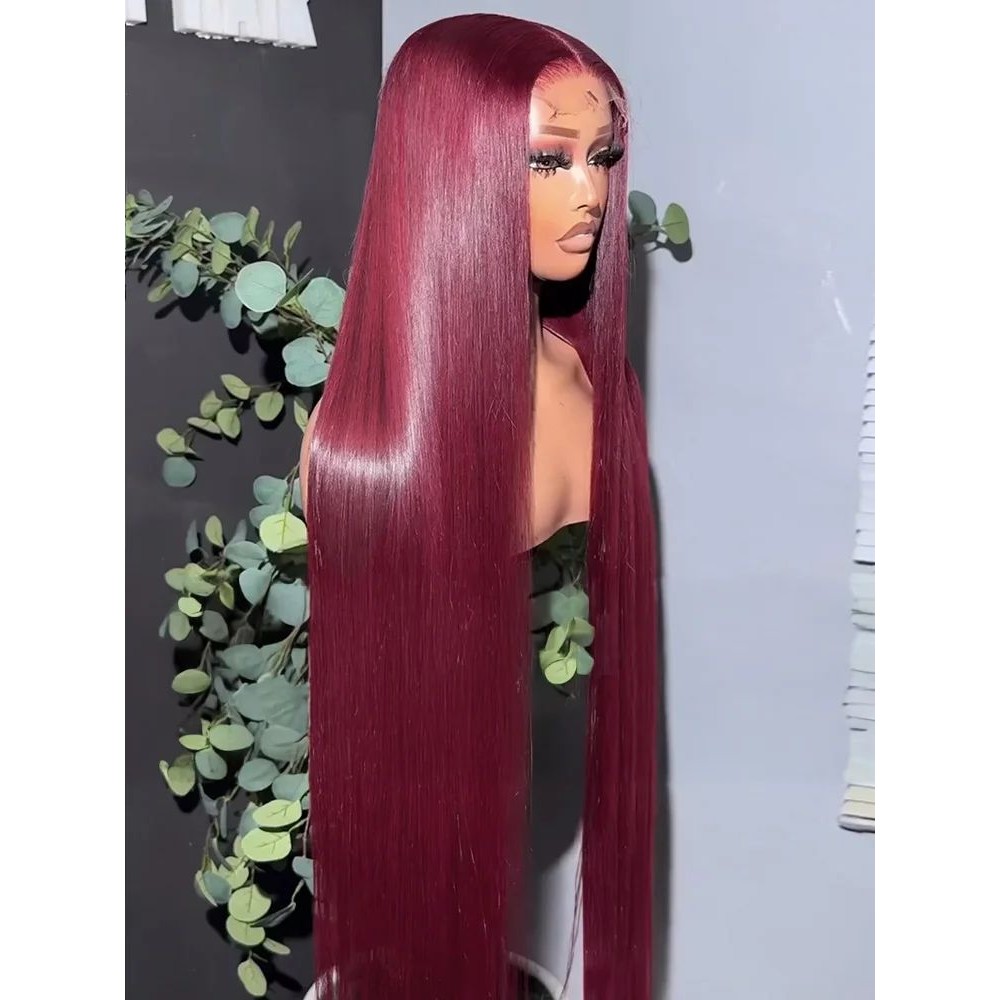 99j Burgundy 13x6 Hd Human Hair Lace Frontal Wig 13x4 Brazil