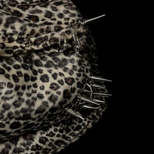 punk rivet leopard print backpack men's bag large capacity