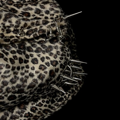 punk rivet leopard print backpack men's bag large capacity
