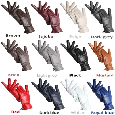 Women's sheepskin gloves winter warm plus velvet short thin