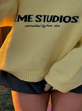 Women Yellow Full Sleeve Round Neck Loose Top Casual Knitte