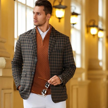 Men's Sweater Winter Warm Zip Up Pullover Waffle Knit Mock