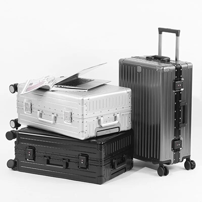 SUSHIMU 100% Aluminum-magnesium alloy Travel Suitcase Rolli
