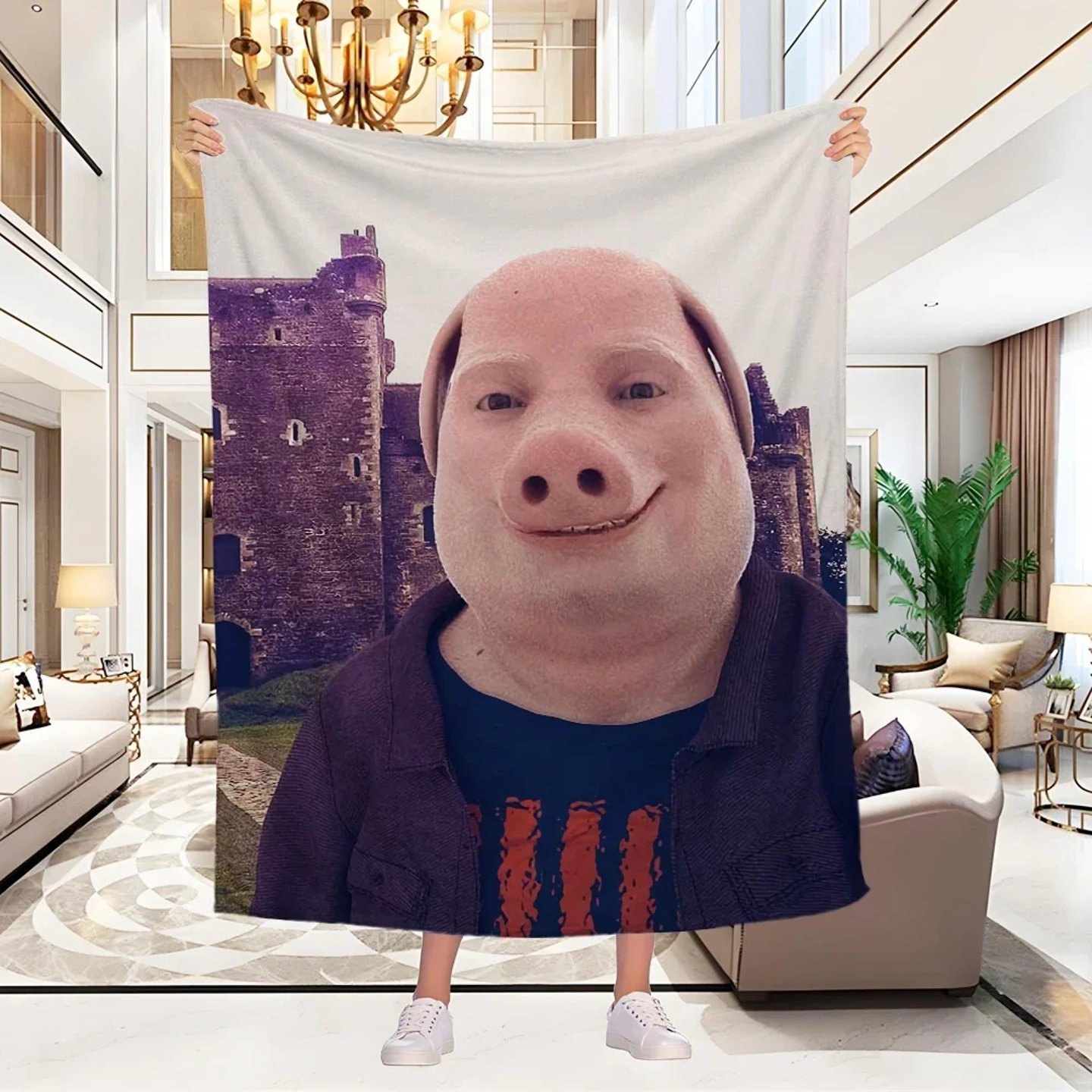 John Pork Fluffy Soft Blankets & Throws Cute Blanket Plaid