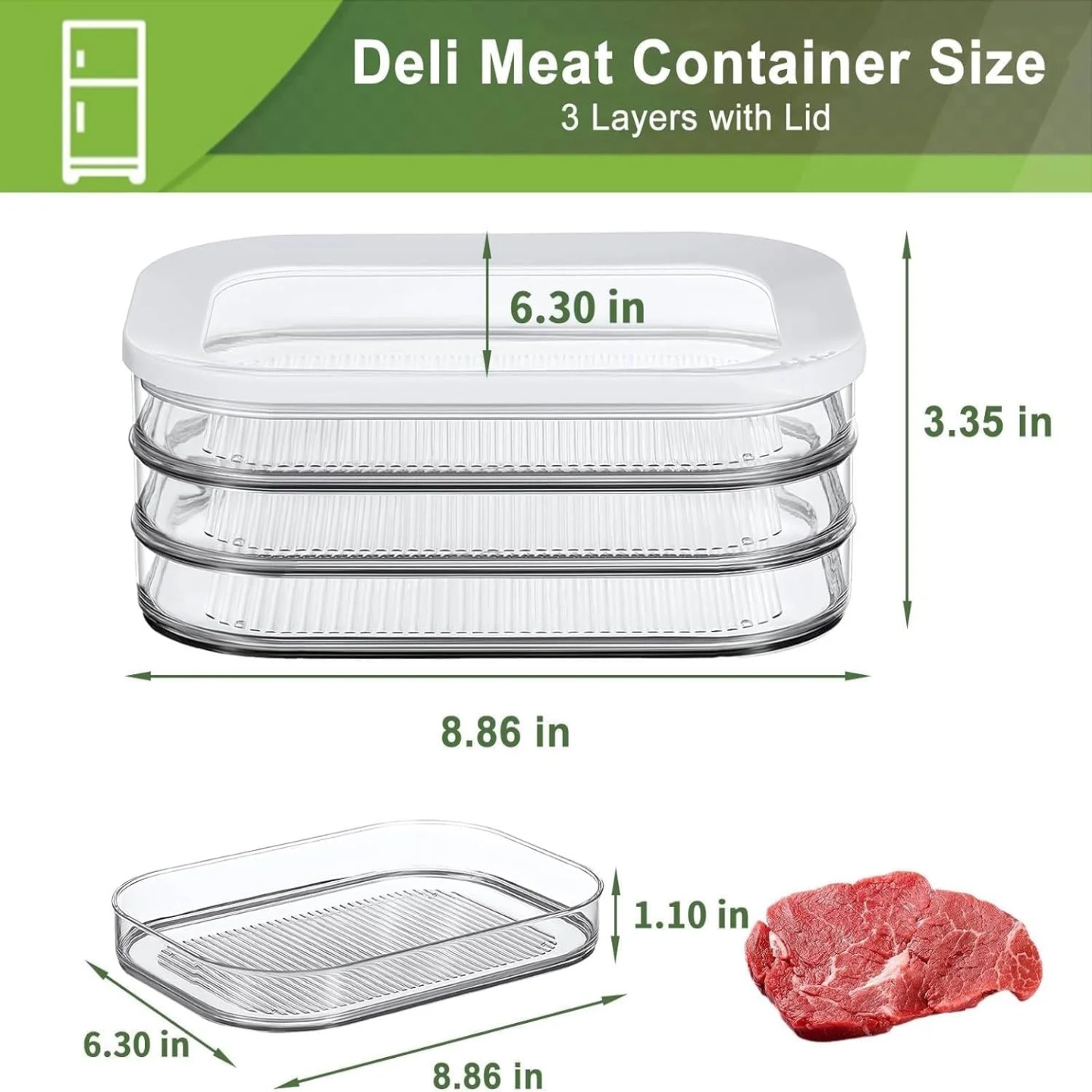 Meat Container for Fridge Bacon Lunch Meat Container for Re