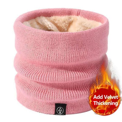 Solid Winter Plush Muffler Woolen Knitting for Women Fleece
