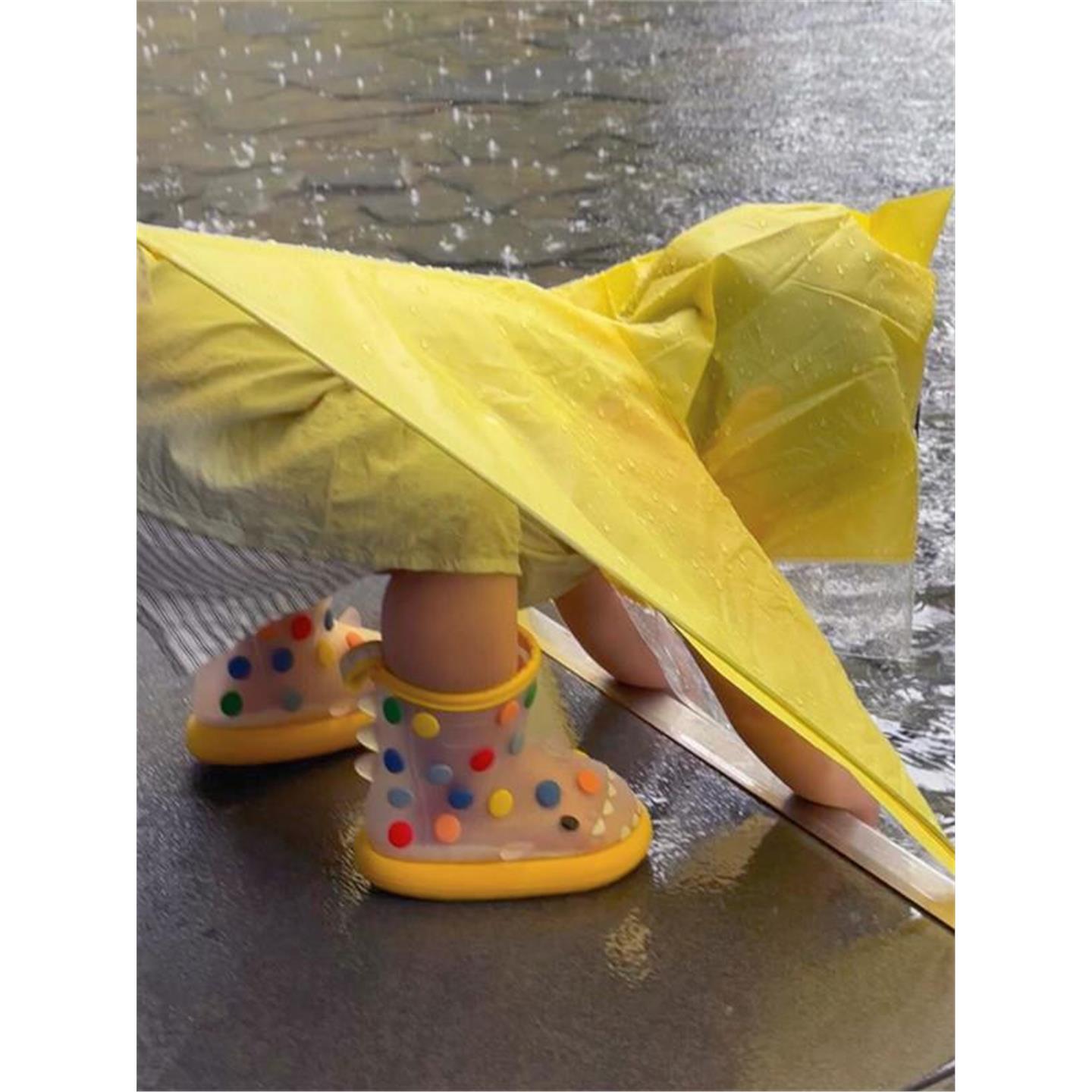 卡通小鲨鱼儿童雨鞋透明雨靴男女童宝宝幼儿园上学可爱踩水雨靴子