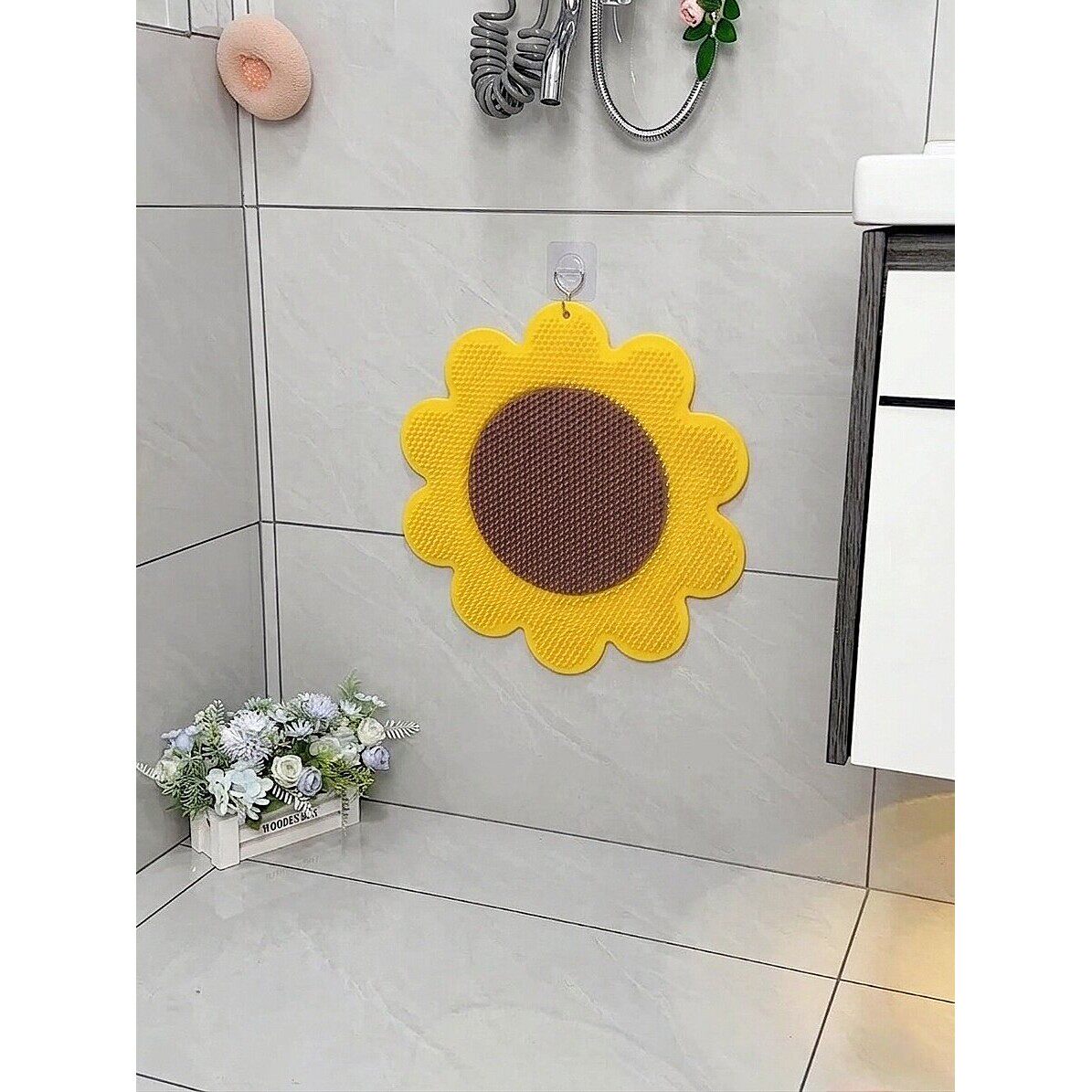 浴室搓脚垫洗脚去死皮神器防滑垫太阳花硅胶按摩脚垫脚踩款可上墙
