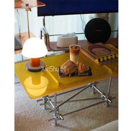 亚克力光轴小茶几桌简约家用沙发角几阳台北欧轻奢边几桌子不锈钢