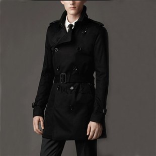防水大衣风衣外套有大码 长款 5516 双排扣英伦修身 春秋青年男中长款