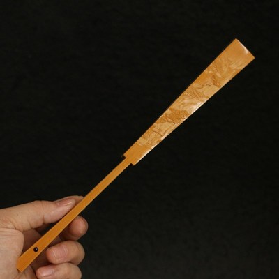 王伟本工扇骨铲子头型东阳名家忘竹本工浅浮雕留青山水文人折扇竹