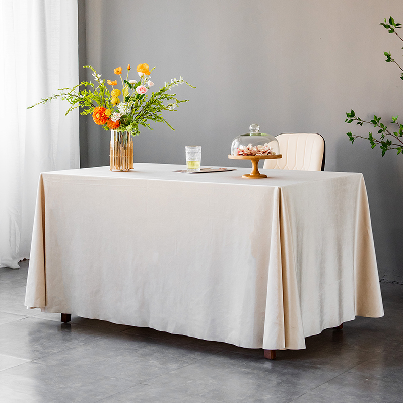 高品质会议桌布办公长方形台布墨绿酒红色绒布桌套签到台毛绒桌裙