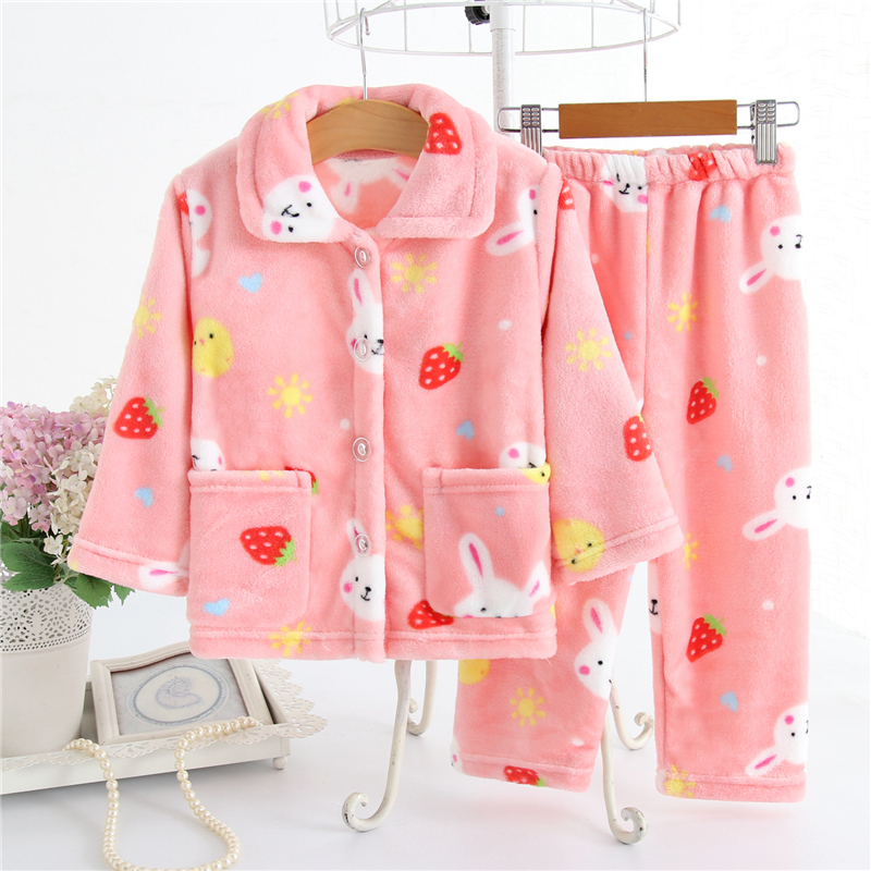 女童睡衣秋冬季加厚法兰绒小女孩儿童女宝宝男童家居服珊瑚绒套装