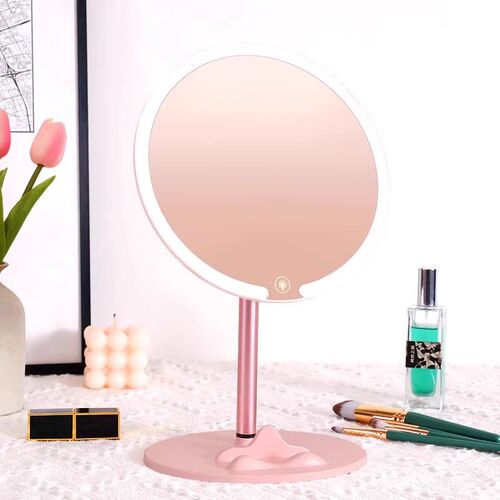 贝壳智能化妆镜子led带灯台式桌面三折叠网红梳妆美妆女生520礼物