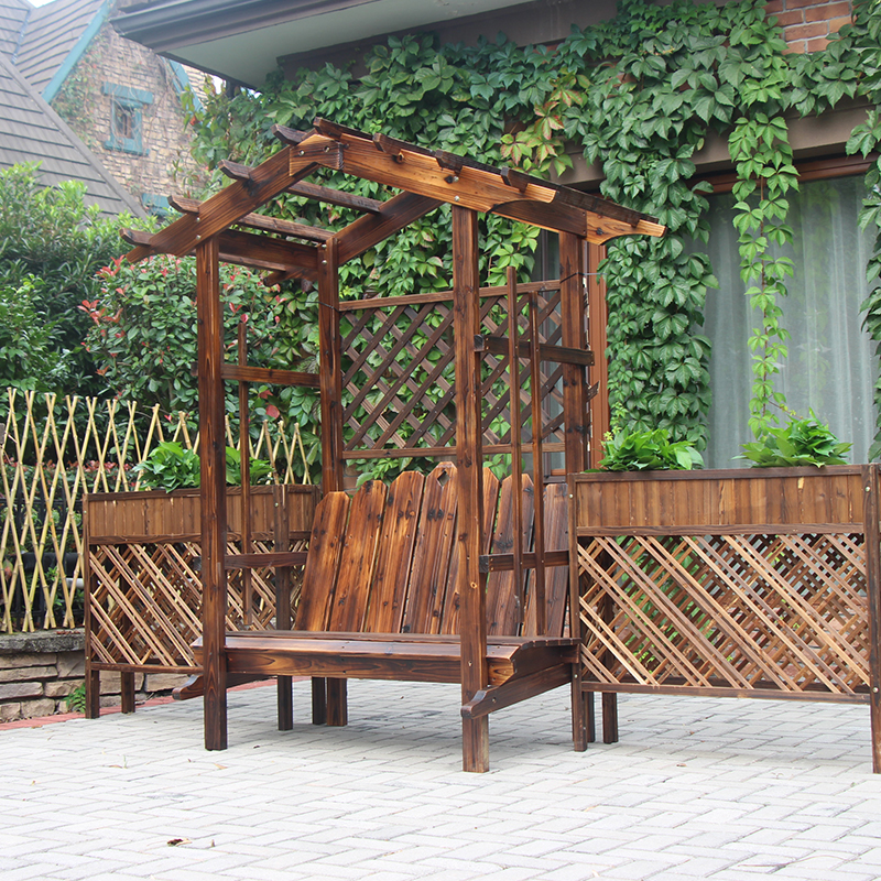 防腐木拱门 户外花架庭院葡萄架 花园栅栏门装饰室外植物爬藤架子