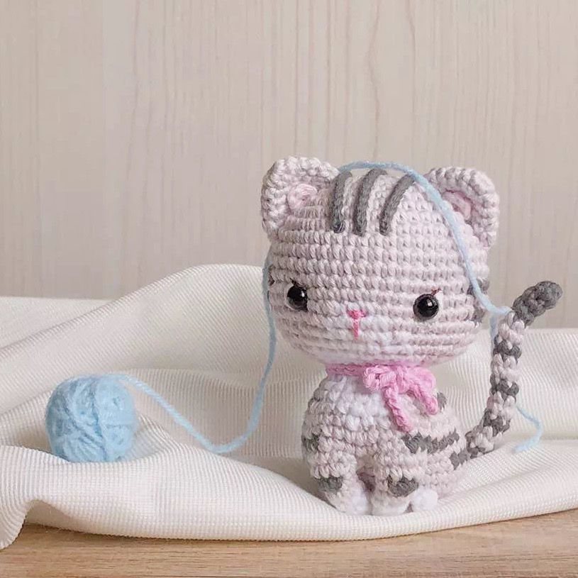 【成品】手工钩织毛线猫咪玩偶可爱小花猫diy摆件创意生日礼物
