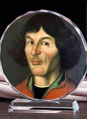 世界名人伽利略雷/哥白尼/奥古斯都画像纪念品珍藏水晶模型摆件