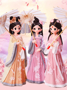 中国风古装汉服女孩小摆件宫廷古风娃娃少女心生日礼物桌面装饰品