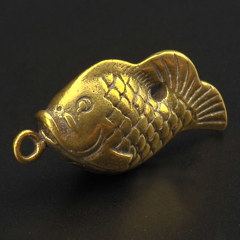 创意礼品手工饰品纯黄铜钥匙扣挂件福余鱼精致实心情侣年年有余潮