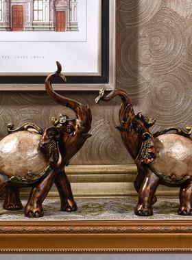 欧式摆件客厅电视柜玄关家居奢华装饰品古典招财象美式中式三件套