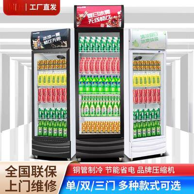 冷藏展示柜饮料柜立式商用冰箱单门保鲜柜双门啤酒柜饭店超市冰柜